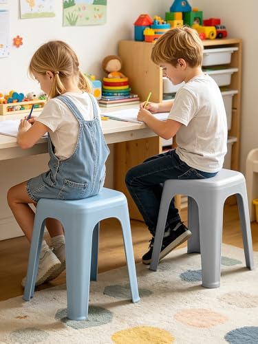 balurukt Stackable Stools, 17-Inch Plastic Nesting Portable Backless Stool, Classroom Stools Chairs for Home Party, Office, School, Students, Adults, Dining Room, Living Room 6pcs