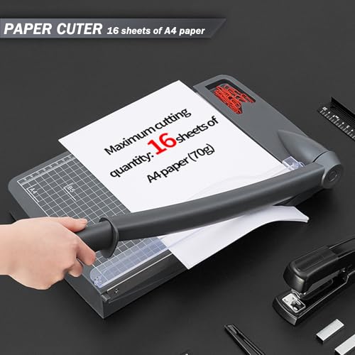 Manual Guillotine Paper Cutter, 16 Sheet Capacity, Heavy Duty with Security Blade Lock for Precise Cutting of Photos and Film