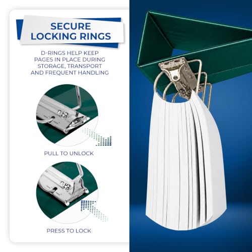Samsill Durable 6 inch 3 Ring Binder, Locking D Ring Binder, Customizable Clear View Cover, Green, 6-Pack, Holds 1225 Pages