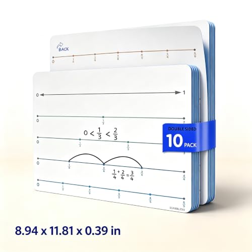 Fraction 9“x12“ Dry Erase Number Line for Students Small White