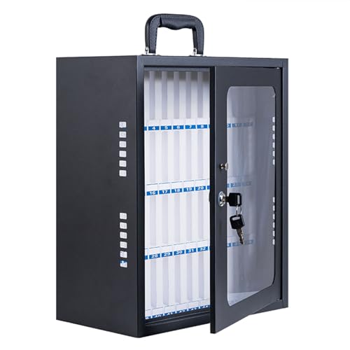 Cell Phone Holder Cell Phone Storage Cabinet Pocket Chart, Large-capacity Cell Phones Storage Locker Box with Handle and Lock, Desktop Mobile Phone Holder Organizer for Office School Classroom