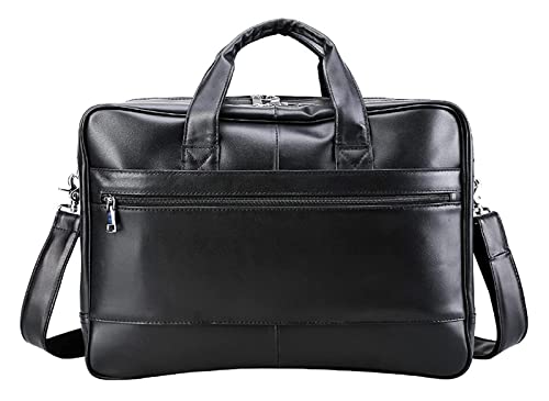 Men Expandable 17inch Laptop Bag Vintage Leather Office Handbag Large Satchel Messenger Shoulder Crossbody