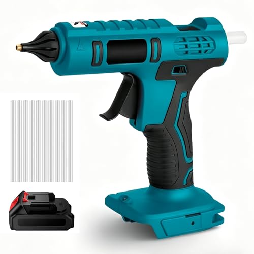 Xiaojuandm Cordless Hot Glue Gun for MK 18V Battery, 100W 250° High Temperature Industrial Mini Glue Guns Thermo Tool, for Quick Home Repairs, Arts, Crafts, DIY, Sealing,With Battery