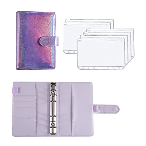 A6 Binder Budget PU Leather PlannerPockets Expense Sheets Notebook Cash Envelope Organizer System with Clear Zipper(2)