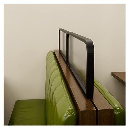 Commercial Privacy Panel Screens Metal Frame + Tempered Glass Countertop Partition for Office Restaurant Hotel (Black 1.5mx30cm)