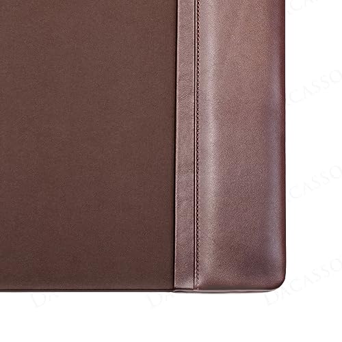 Dacasso 25.5" x 17.25" Chocolate Brown Leather Desk Pad w/Side Rails - Executive Desk Surface Protector - Luxury Leather Blotter for Writing