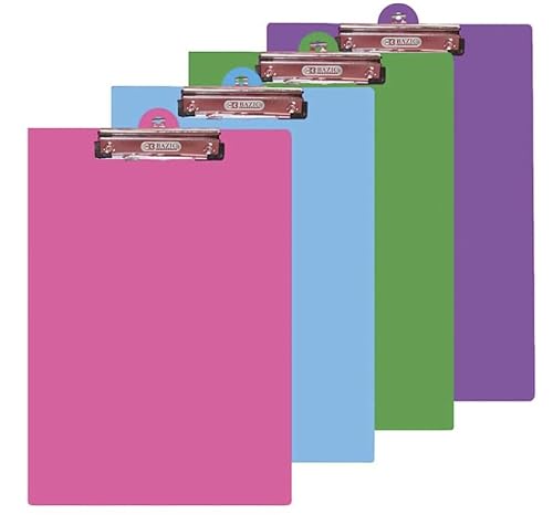 48 Pack, Bright Color PVC Standard Clipboard w/Low Profile Clip