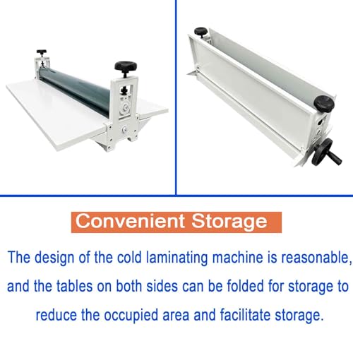 BEILOCKERY 25in(635mm) Manual Cold Laminating Machine with Soft Rubber Roller,All Metal Frame Laminator with Fold-up Table, Adjustable Roller Position, for Cold Mounting Photos