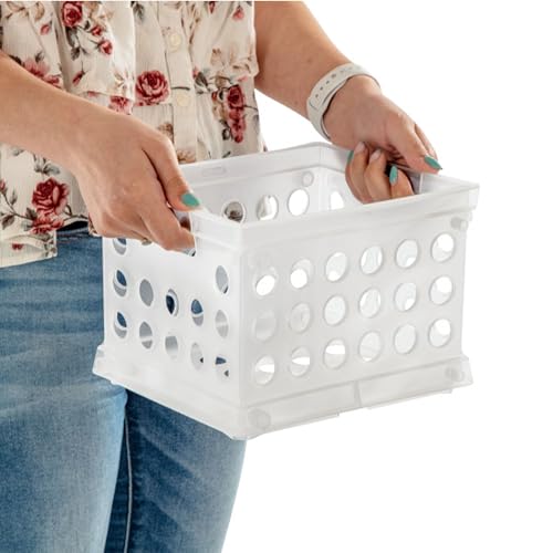 Sterilite Mini Crate, Stackable Storage Bin with Handles, Clear, 24-Pack
