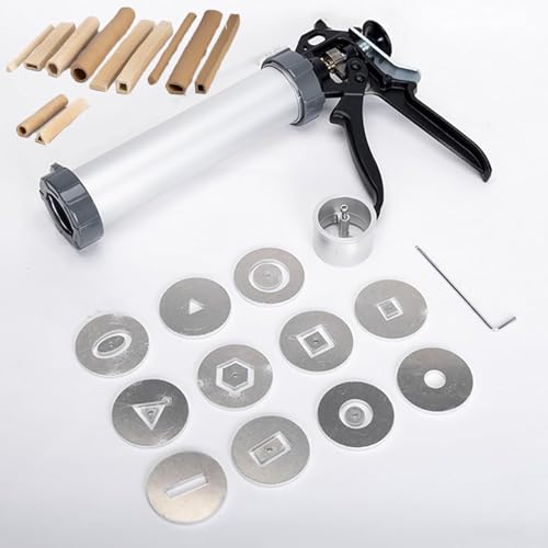 AFBEHL Clay Extruder, Handheld Aluminum Clay Modeling Tool with 11 Molds, No Battery Required, One-Squeeze Design for Sculpture & Craft Projects
