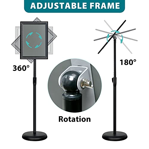 PUJIANG 6Packs Sign Holder Stand 8.5 x 11 - Adjustable Heavy Duty Poster Sign Stands for Display 8.5 x 11 - Floor Standing Sign Holder for Vertical and Horizontal Sign Displayed(Black)