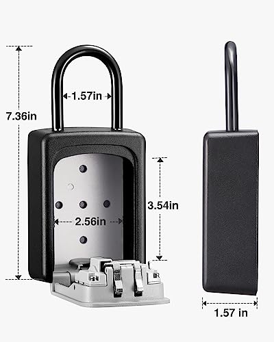 Puroma Key Lock Box Large with Code Lockbox Outdoor Wall Mount Safe 2 Gray