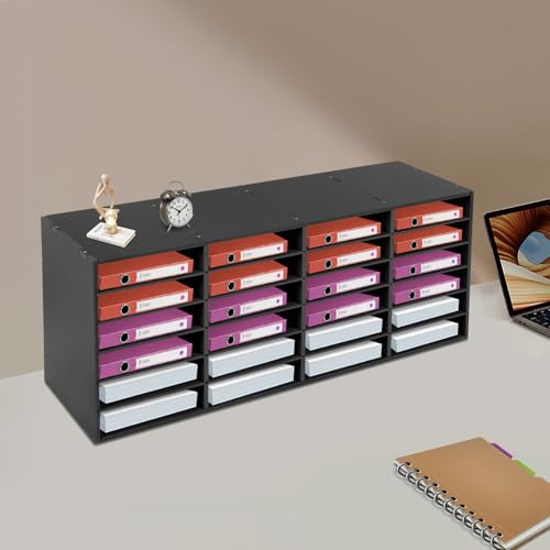 MhdunueSK Mailbox for Classroom 24 Slots, Mail Sorter, Paper Organizer Storage, Mail Organizer for Home Library Office Classroom (Black, 24 Slots)