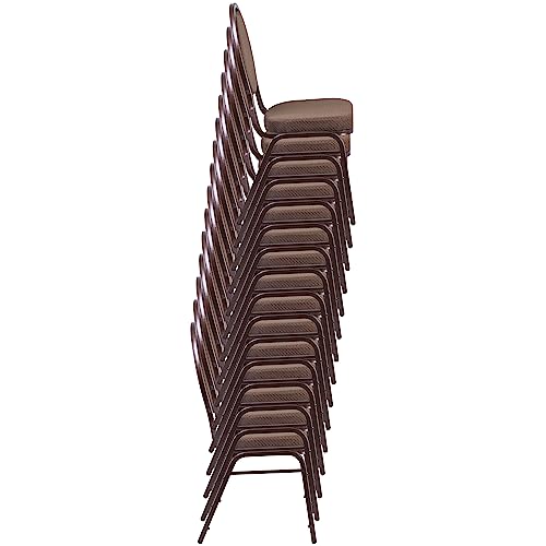 EMMA + OLIVER Brown Fabric Teardrop Back Stacking Banquet Chair