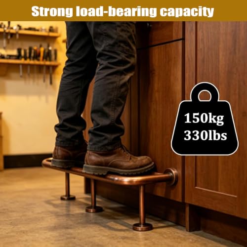 Polished Vintage Copper Bar Foot Rail Complete Set, Sturdy Stainless Steel Foot Rest Rail for Indoor Outdoor Bar Kitchen Restaurant(3ft/91cm)