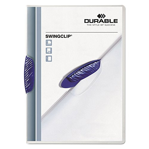 Durable Swingclip Polypropylene Report Cover, Letter Size, Clear/Dark Blue Clip, 25 per Box (226307)