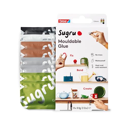Sugru Silicone Super Glue - Waterproof All-Purpose Wall Putty + Moldable Glue for Crafting + DIY Home Improvement - Removable + Kid-Safe - Indoor/Outdoor Use - 8 Pack - Natural Colors (3.5g/ea)