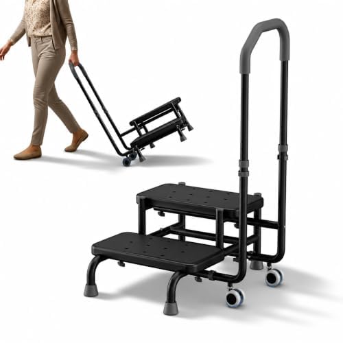 2 Step Stool with Handle for Elderly, Seniors Bed Steps for High Beds