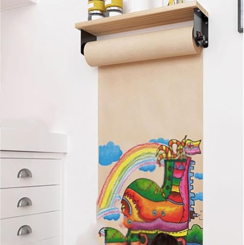 LNNW Kraft Paper Dispenser Wall Mounted Kraft Paper Holder Dispenser, Note Roll with Wall Rack & Cutter Artwork to-do Lists Decorative Message Boards for Wall(40cm/15.7in Wide)