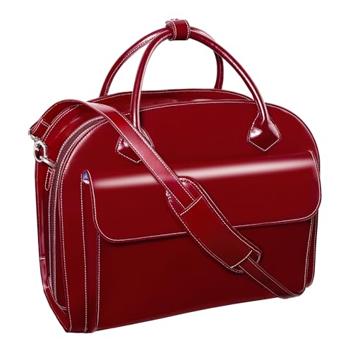 McKlein GLEN ELLYN15" Leather Detachable -Wheeled Ladies' Laptop/Computer & Tablet Business Briefcase Bag/Women's Rolling Overnight Travel Bag, Removable trolley case