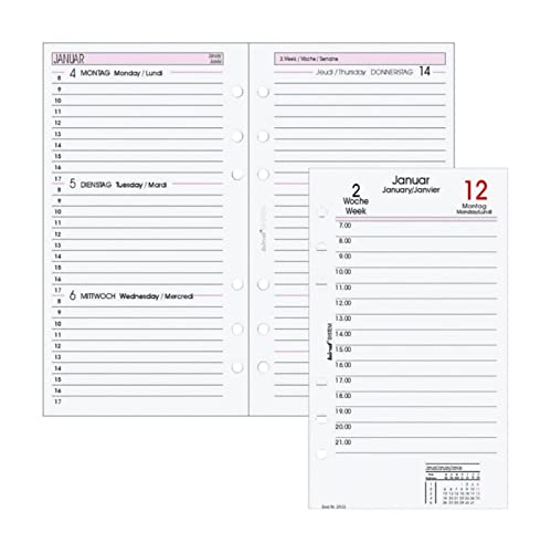 BIND B260327 Calendar Insert for Daily Calendar A6, Timer Insert for Calendar Year 2027, 1 Day / 1 Page, Appointment Calendar with System, Calendar for Bind System Planner and Standard Time Planner