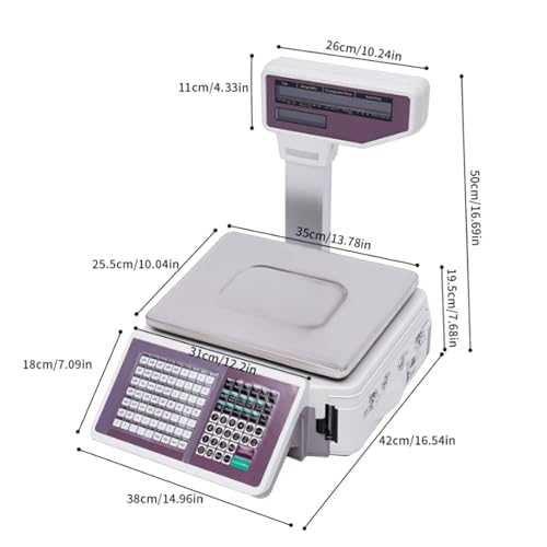 USZWBY Commercial Label Printing Scale with Label and Receipt Printer,Electronic Scale Cash Register,30Kg/60Lbs Dual Sided LCD Display
