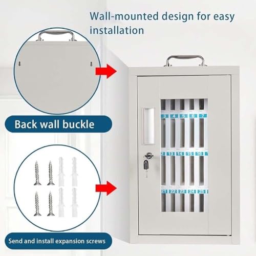 Wall-mountable Cell Phone Locker, Portable Cell Phone Safe Deposit Box with Lock Translucent Mobile Phone Safe Box for Enterprise, Company, Classrooms(48 Slots)