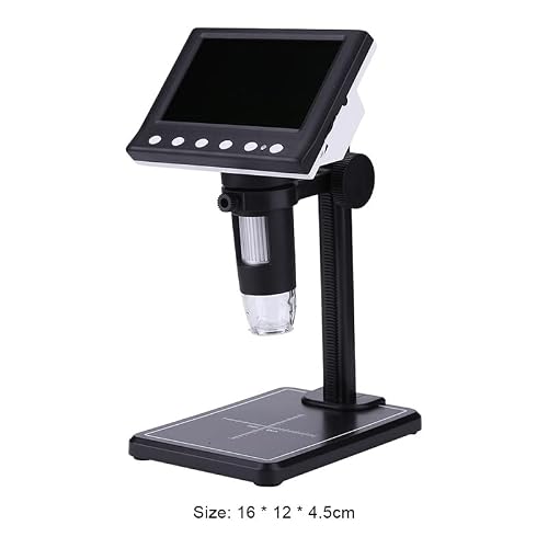 ZTBH Microscope Accessories Kit Digital Microscope Electronic 2MP 4.3 Inch 1000X Magnifier Tool Microscope Slides(Black)
