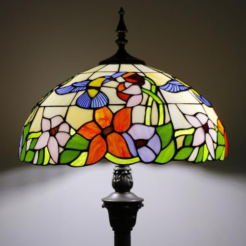 WERFACTORY Tiffany Floor Lamp 64 Inch Stained Glass Standing Reading Light