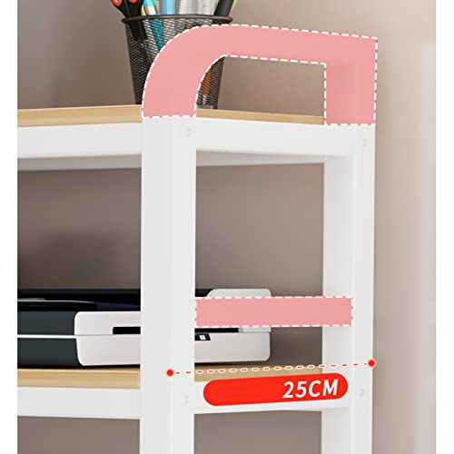 SUNESA Bookcase 2-Tier Multipurpose Wood Bookshelf, Countertop Storage Display Rack Organizer, Vintage Metal and Wooden Display Shelf Organizer for Office Home, White Bookshelf
