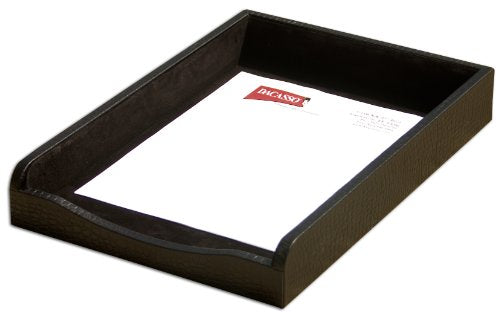 Dacasso Black Crocodile Embossed Leather Letter Tray
