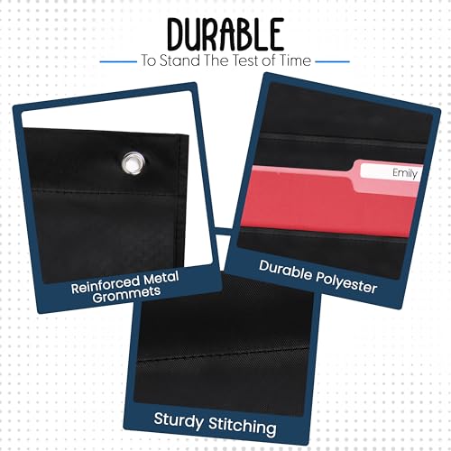 Essex Wares - 30 Pocket File Folder Pocket Chart, Black, 42" W x 47" T