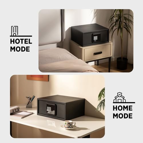 Hotel Safe 1.1 Cubic Feet Home Safe with Digital Keypad,Hotel & Home Dual-Use Safe with Audit Function,Administrator Password,Security Lock Box for Laptop,Jewelry,Watch (Black,Digital Code)
