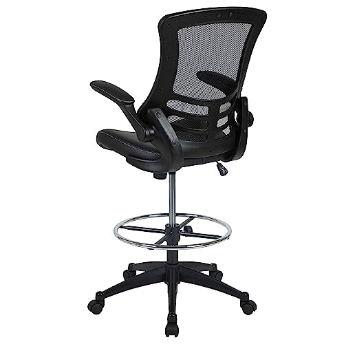 EMMA + OLIVER Mid-Back Black Mesh Drafting Chair