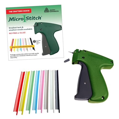 MicroStitch® All‑in‑One Tagging Gun Kit – Ultra‑Fine Needle Tagger with Black/White & Color Fasteners – Fabric‑Safe for Clothing Repairs, Quilting, Crafts, and DIY Projects (8 Colors)
