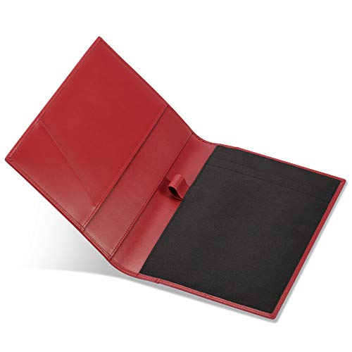 HISCOW Slim Leather Junior Padfolio, 5x8 Notepad Cover, Bordeaux