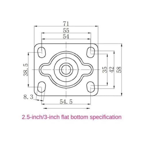 LYDDFYU Swivel Casters 4 Packs 2.5 Inch Fixed Caster Rubber Mute Light Furniture Shelf Wheel