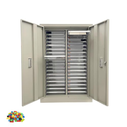 JARYANNIX File Cabinet with Label Transparent Drawers 36 Small Drawers Document Filing Steel Storage Organizer with Lockable Door for Small Parts Office Business Use