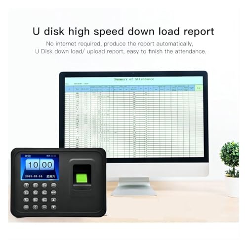 CUTPOIY Time Clock A6 Attendance Machine Password+Fingerprint Multi-Language Sign-in Recognition Punch-in Equipment Intelligent Report Generation
