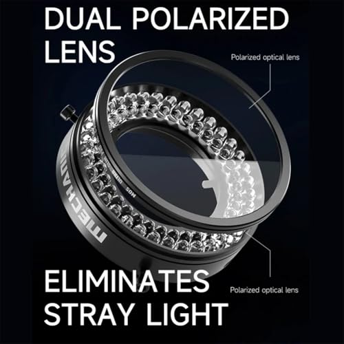 Microscope Ring Light Polarized Ring Lamp Adjustable 72 LED Ring Light Source Anti Glare Eliminates Reflection Illuminator for Stereo Microscope & Camera