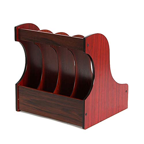 AFPSDLFJDLS Wooden Desktop Shelf 4 Sections Magazine File Document Folder Book Frames Dividers Cabinet Shelve Display and Storage Organiser for Home or Office