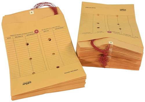 School Smart 085057 Interoffice Envelopes, 28 lb, 10 x 13 Inches, Kraft Brown, Pack of 100
