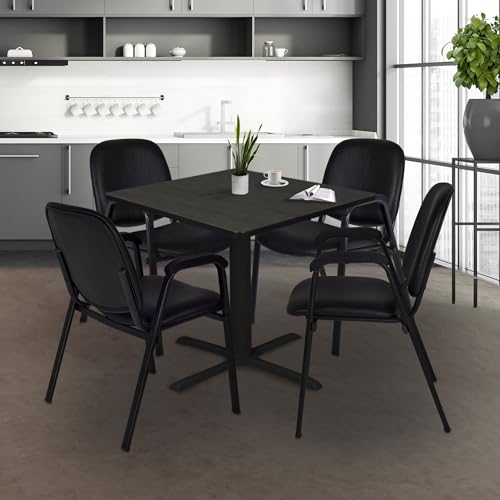 Romig Ace Vinyl Guest Stacking Chair with Arms, Durable and Comfortable Upholstery, Sturdy Steel Frame, Stackable Design for Office, Reception, and Conference Areas - Midnight Black