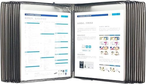 QTNLFCKVZ A4 wall mounted document holder, 20 Pockets Hanging Wall File Organizer,A4 Wall Hanging Display Book, Presentation Project Folder for Files(Black)