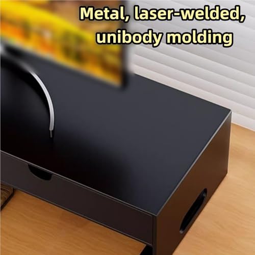 GOIPNGPK Desktop Computer Monitor Stand, Metal Storage Rack with 2 Drawers, Modern Laptop Stand for Apartment, Bedroom and Office(White,40cm/15.8in)