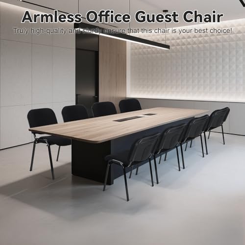 Stackable Ergonomic Office Guest Chairs - 5 Pack Armless Reception Waiting Room Chairs with Lumbar Support, 300Lbs Weight Capacity, Breathable Fabric & Sturdy Metal Frame for Office, School, Church B