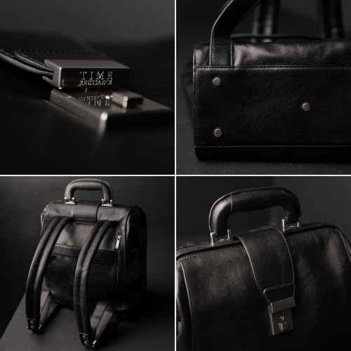 Time Resistance Leather Backpack for Men and Women - Business Rucksack Laptop Bag (Black)