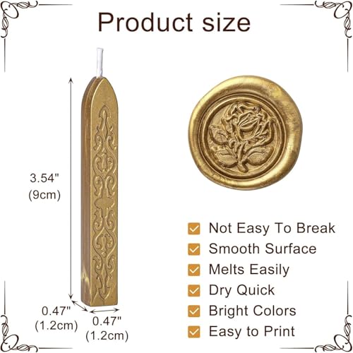 Sealing Wax Sticks 48Pcs Sealing Wax Sticks with Wicks Antique Wine Red/Gold Seal for Stamp Wedding Invitations Christmas(TZ859)