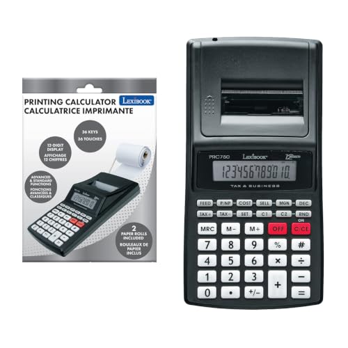 LEXIBOOK, Printing Calculator, 12-Digit Display, PRC750LXB