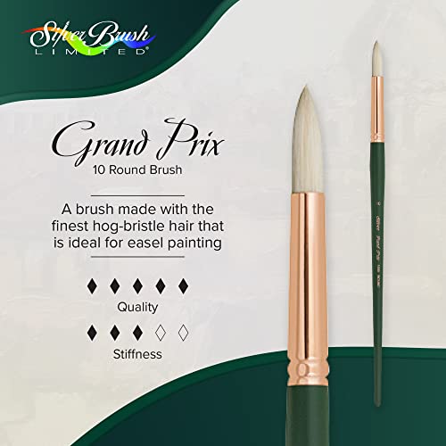 Silver Brush Limited Grand Prix Round Oil Paintbrush, Size 10, Long Handle